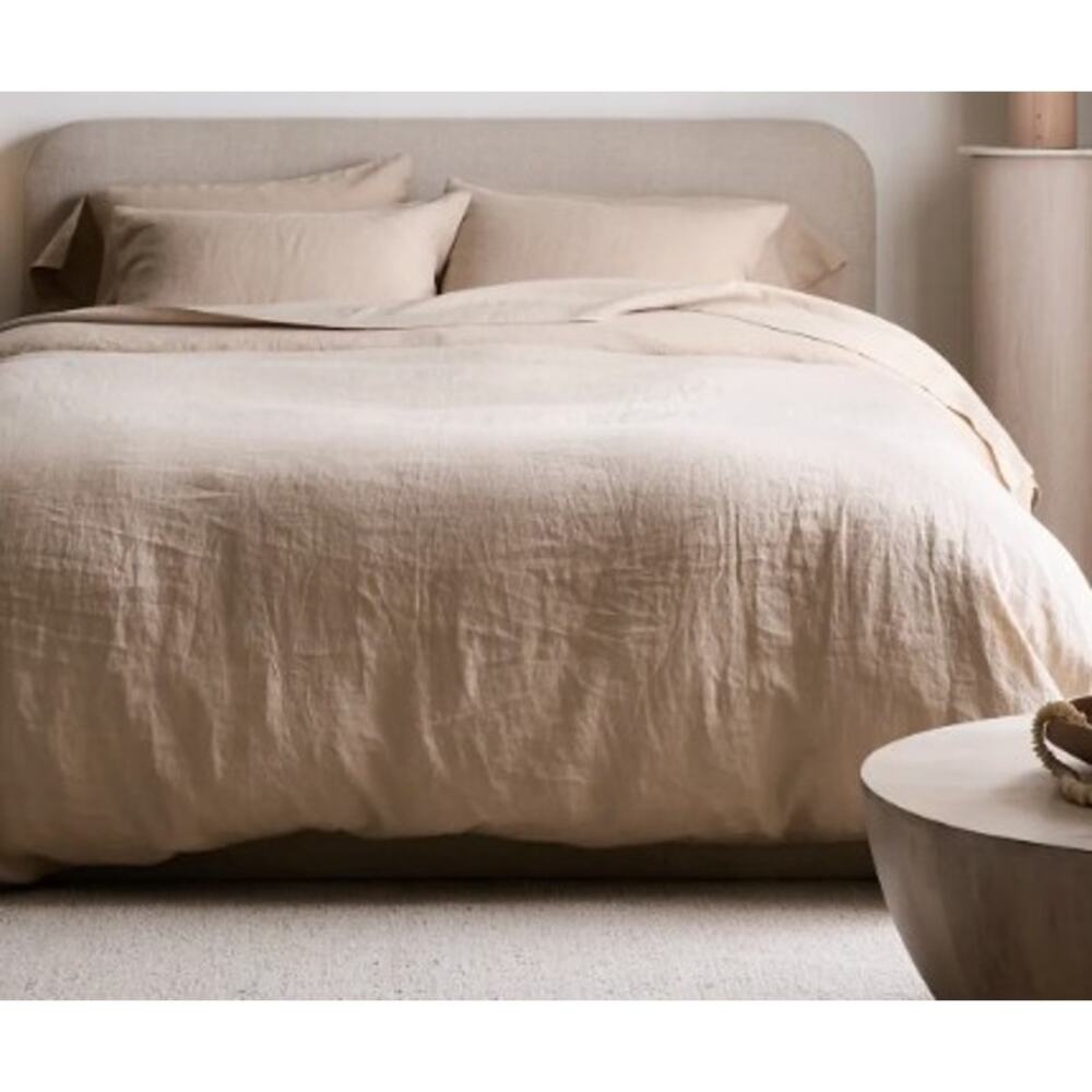 NEW Quince European Linen Duvet Cover Set Toffee Full Queen Duvet + Shams - Picture 3 of 9